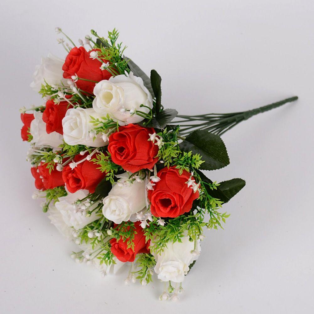 Mini Real Happy Flower 18 Head Crystal Grass Bouquet Natural Simulated Rose  Home Decorative
