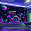 1pc Fluorescent Mushroom Moon Tapestry, UV Black Light Fantasy Plant Starry Sky Tapestry, Home Decoration Wall Hanging