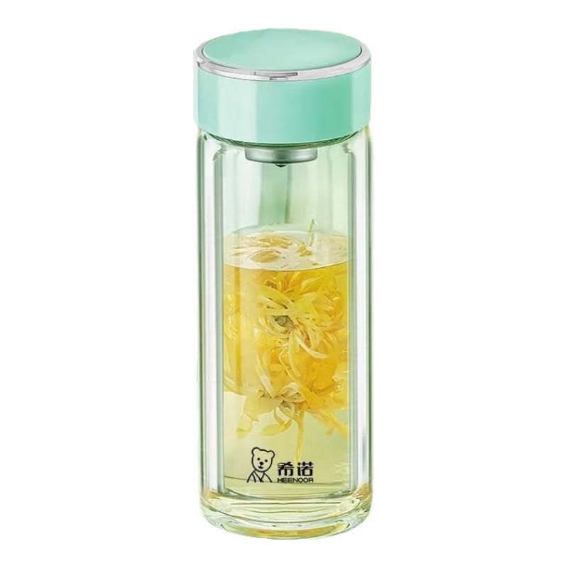 Heenoor Double-Layer Glass Water Bottle with Tea Infuser