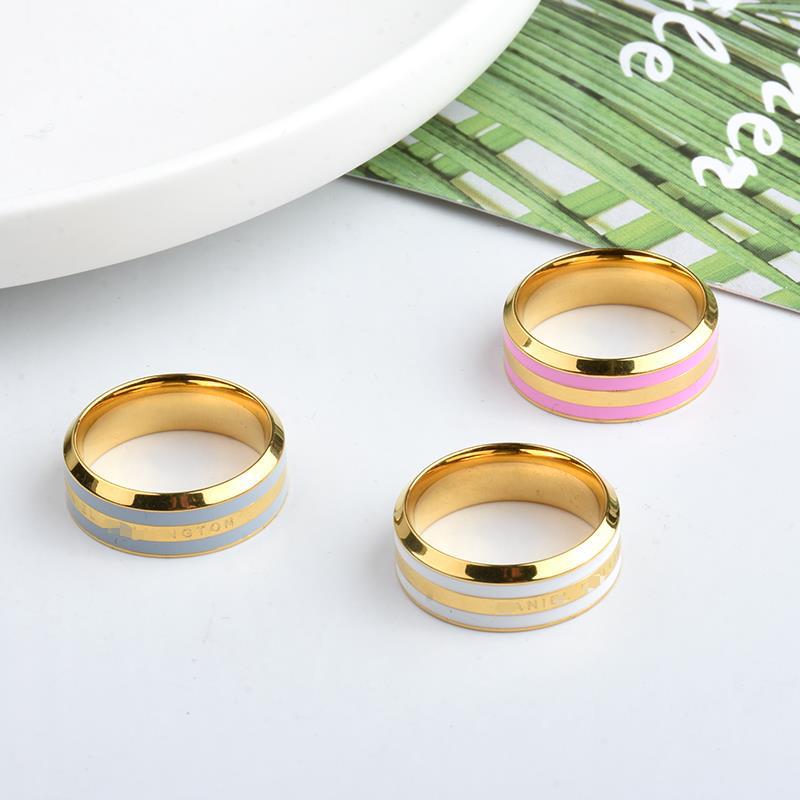 Minimalist Black Gold Titanium Steel Ceramic Ring for Couples In Japanese & Korean Style