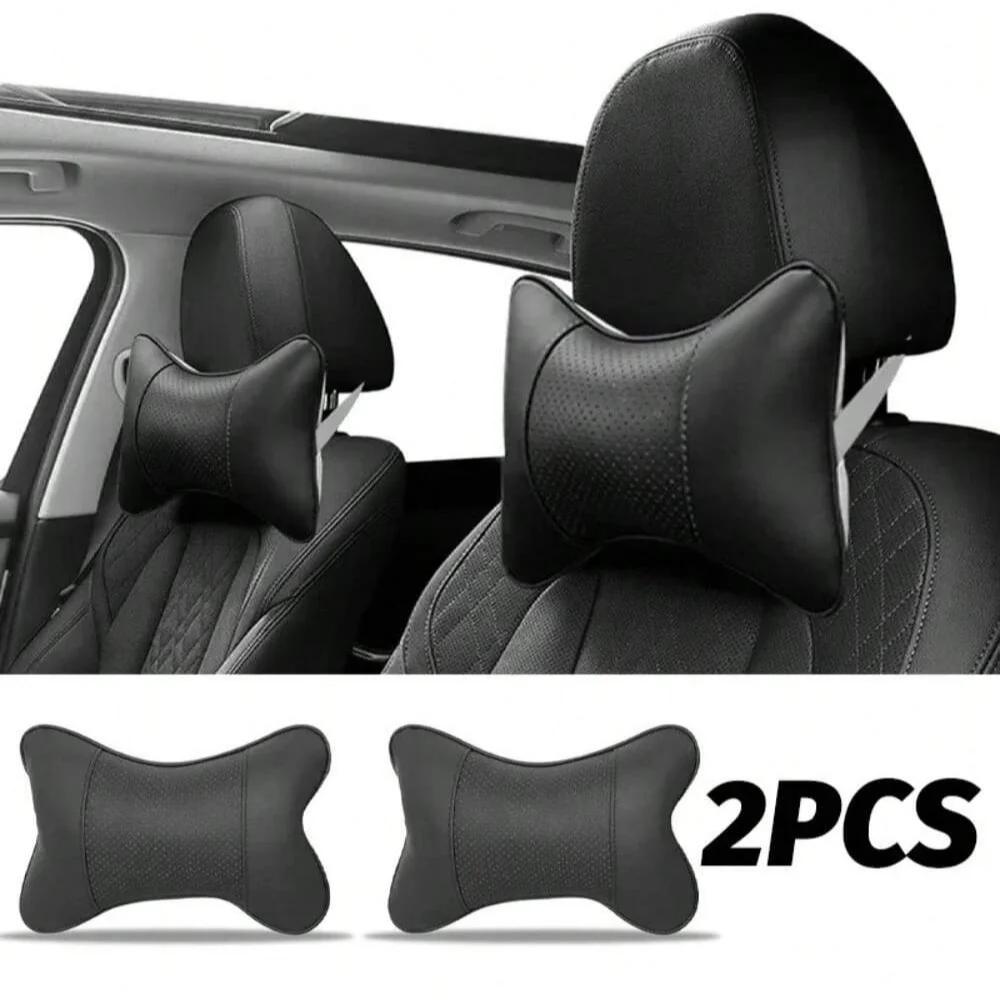 Car Seat Headrest Covers Car Leather Breathable Safety Pillow Auto Car Universal Head Neck Rest Pillow Pad For Car Travel Pillow