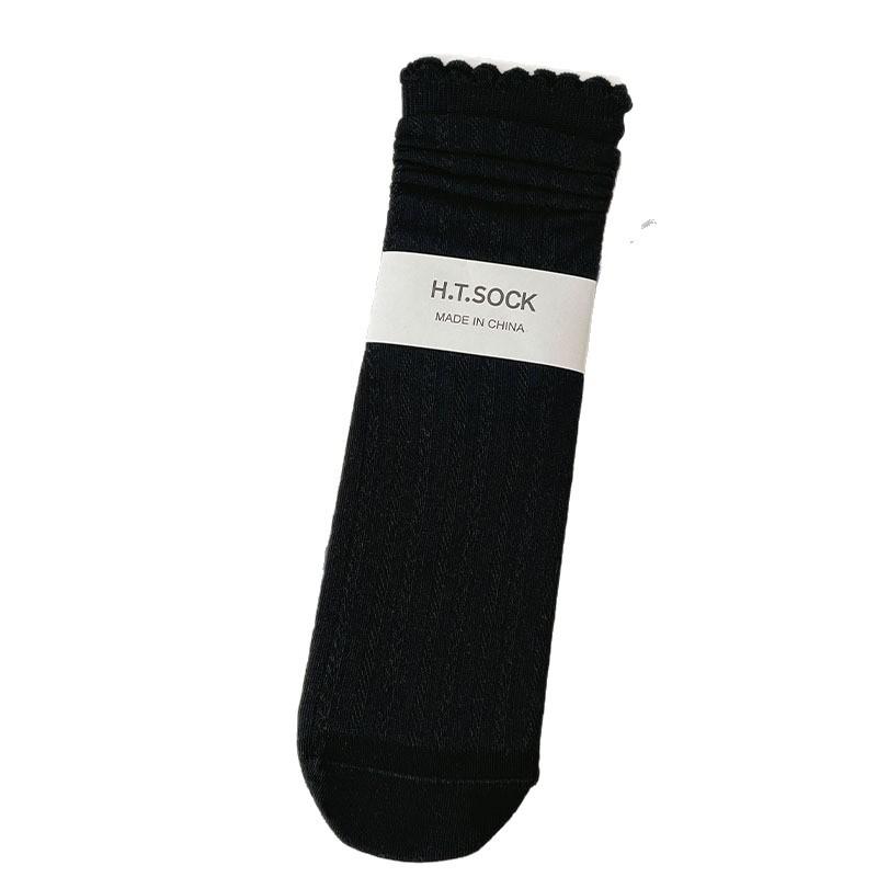 Sweet Girls Middle Tube Ruffle Women Socks Spring and Summer Thin Breathable Socks Japanese Solid Color Lolita Kawaii Cute Socks