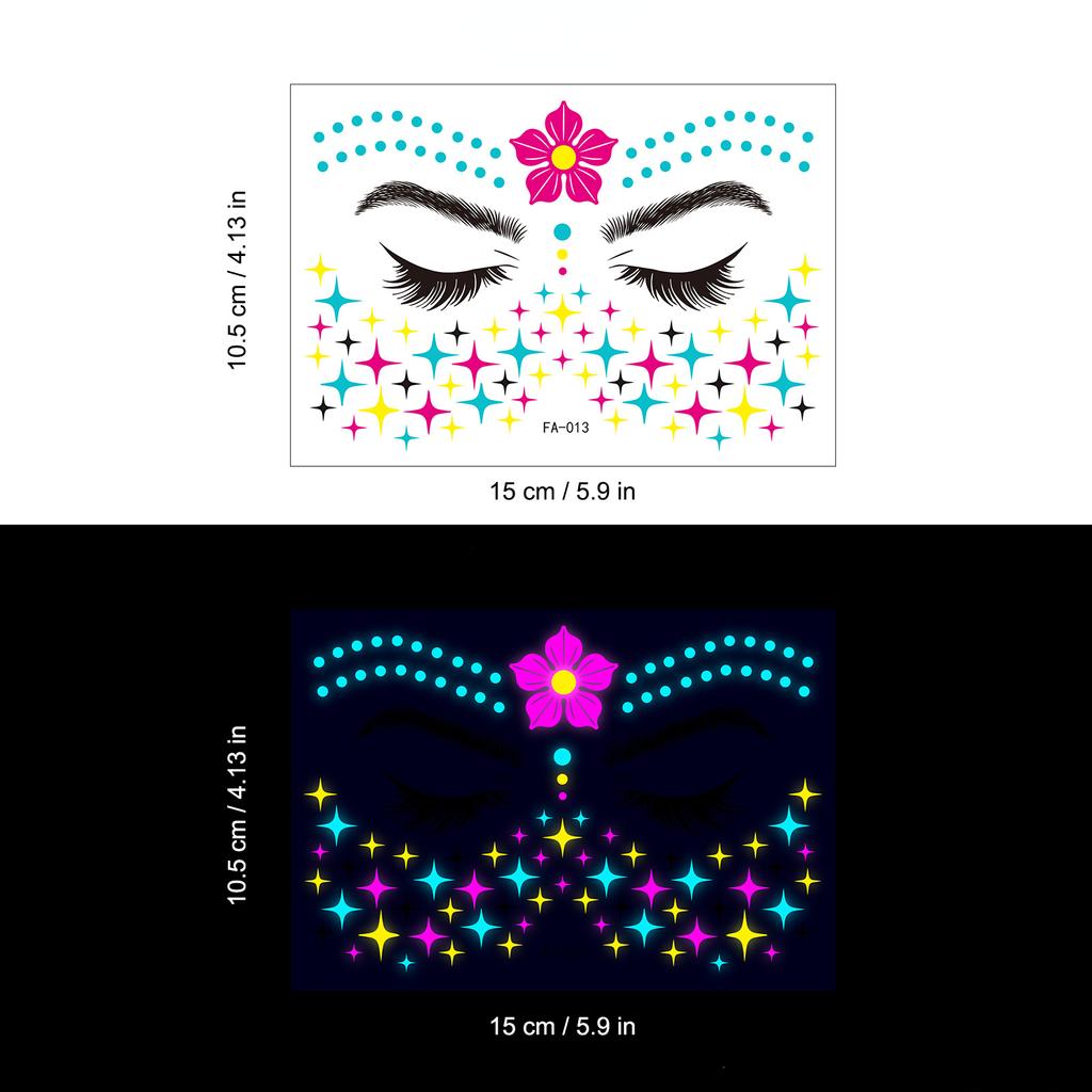 Music Festival Fluorescent Face Waterproof Nightclub Masquerade Neon Glow Tattoo Stickers