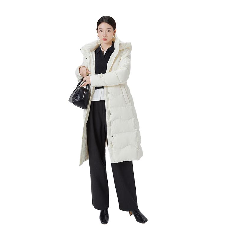 

Ailaiyi Women s Elegant Long Goose Down Hooded Jacket with Belt S (155/80A)