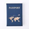 Passport Cover Plain Skin PU Passport Cover World Pattern Protection Cover Credit Card Holder ID Card Wallet