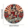 Vintage Metal Tin Sign Round Retro Girl Wall Art Poster for Bar