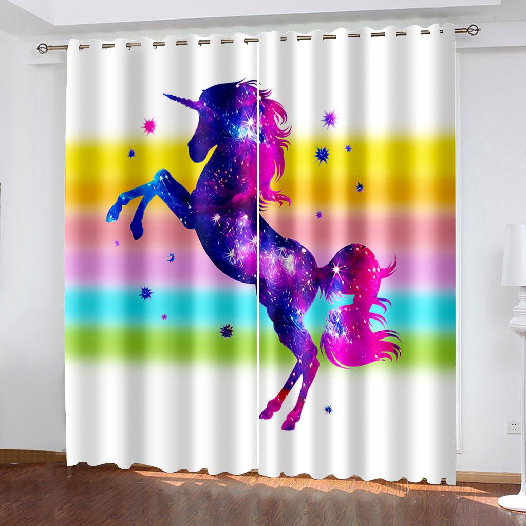 Blackout Curtains for Living Room Bedroom Kitchen Fantastic Unicorn Window Curtains Darkening Drapes Cortinas Para La Sala