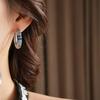 New Retro Luxury Blue Zircon Hoop Earrings for Women Geometric Round Ear Buckle Loop Earrings Female Fashion Party Jewelry Gifts