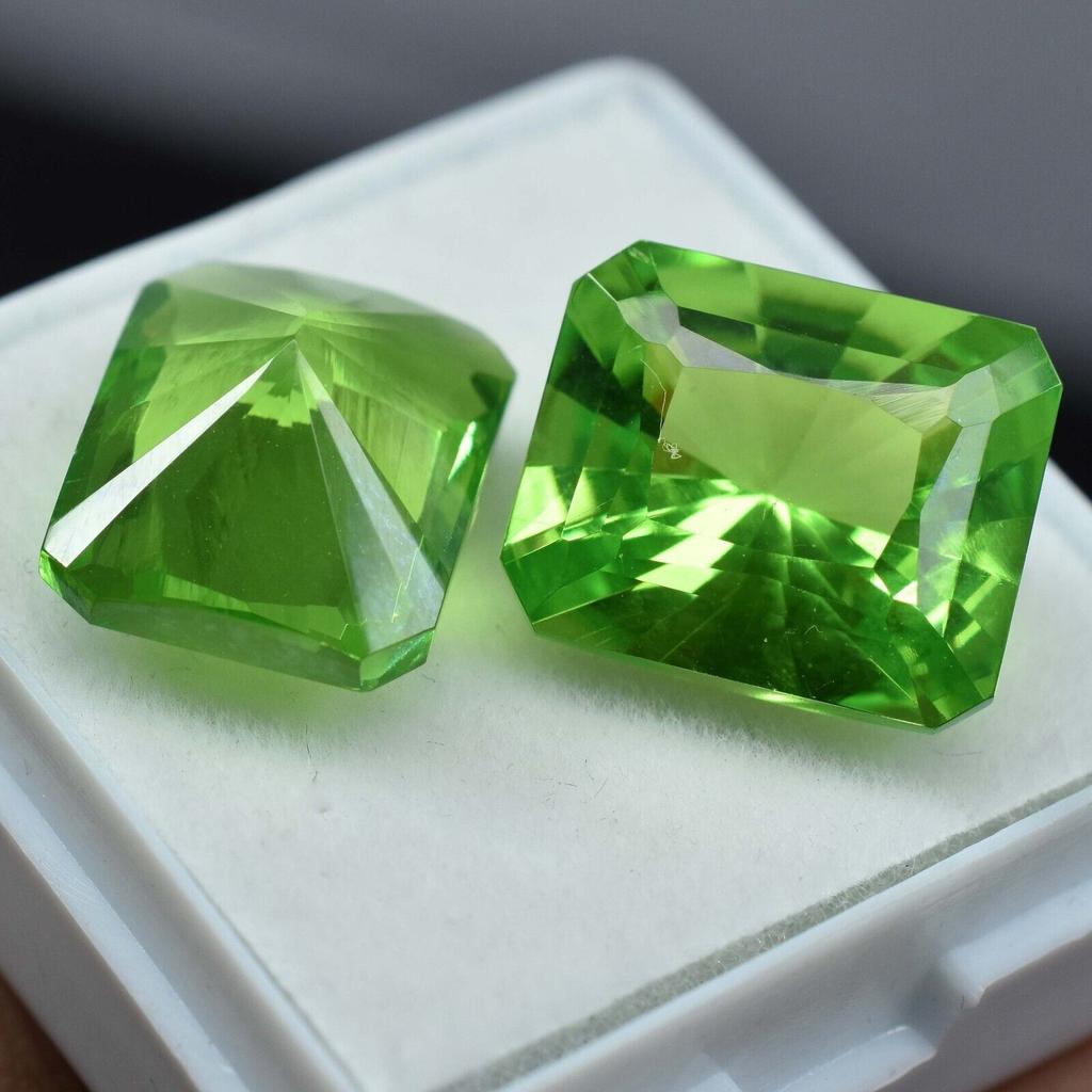 Natural GREEN Peridot 16.50 Ct CERTIFIED Emerald Cut Loose Gemstone BA-6006