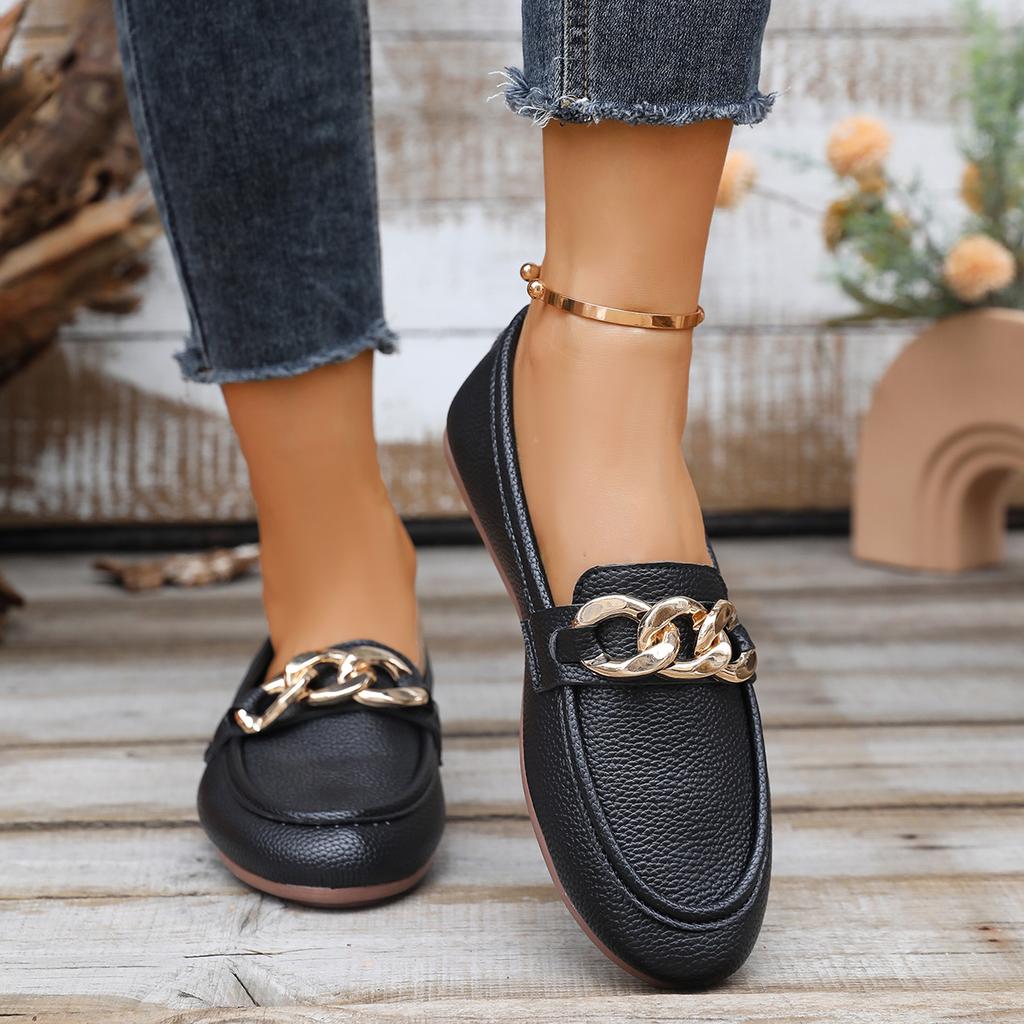 Fashion Plus Size Women's Casual Shoes Autumn New Style Round Head Shallow Chain Flat Bottom loafers women Shoes size 36-43