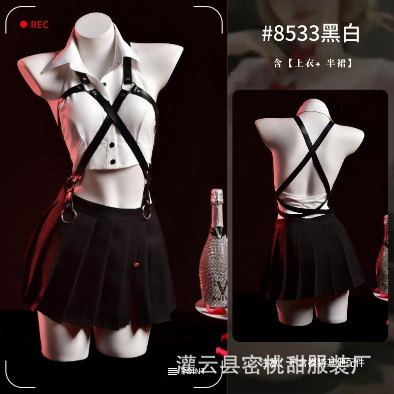 Sexy lingerie sexy split short-sleeved top pleated skirt cosplay pure college wind sailor uniform