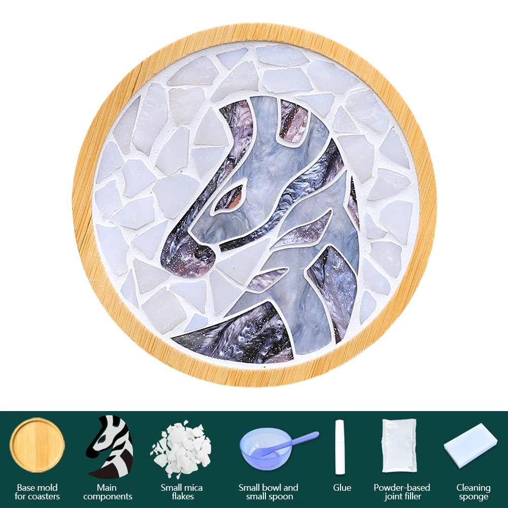 Heat-resistant Cup Mat Fruit/Animals Mosaic Coasters Handmade DIY Bamboo Mica Pad Creation Handicraft