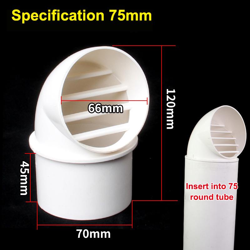 White Pvc Wide Caliber Exterior Vent Hood Windproof Rainproof Corrosion Resistant For Kitchen Bath Ventilation