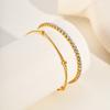 2pcs Stainless Steel Bracelets Set, Minimalist Elegant Bead Round Snake Chain Bracelet, Luxury Zircon Tennis Chain Wristband