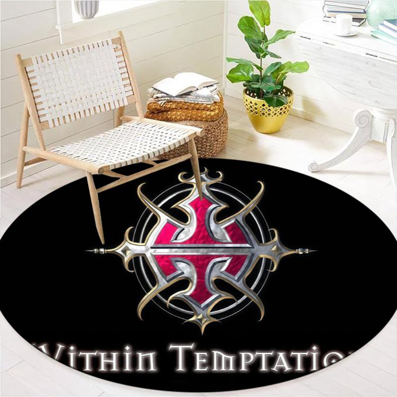 Within Temptation Round Area Rug,Carpet Rug for Living Room Bedroom Sofa Playroom Decor,Non-slip Floor Mat