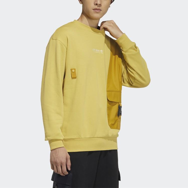 adidas Colorblock Large Pocket Knit Pullover Sweatshirt for Men, Yellow