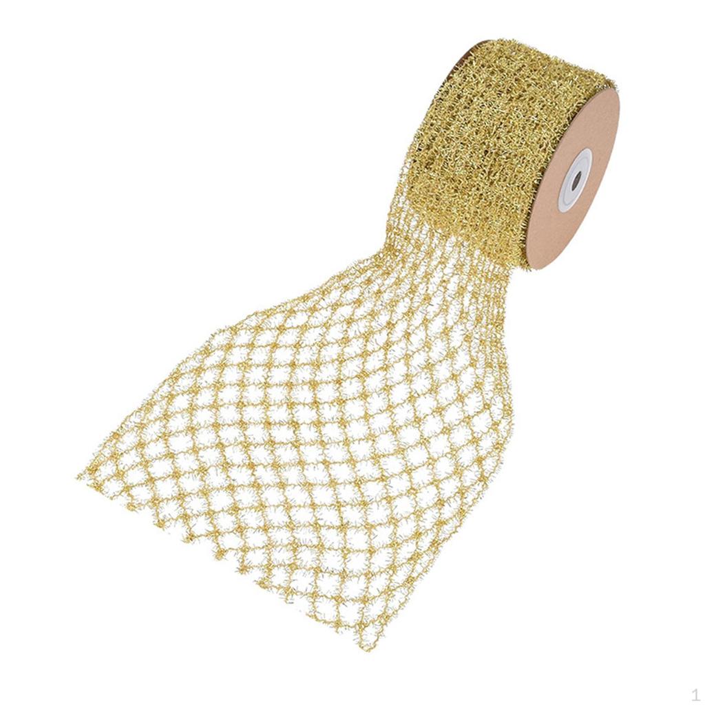 1 Roll Christmas Ribbon Mesh for Making Bows, Flower Bouquets, Wreaths, Garlands