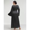 Womens Luxury Elegant Long Sleeve Beaded European Style Long Dress