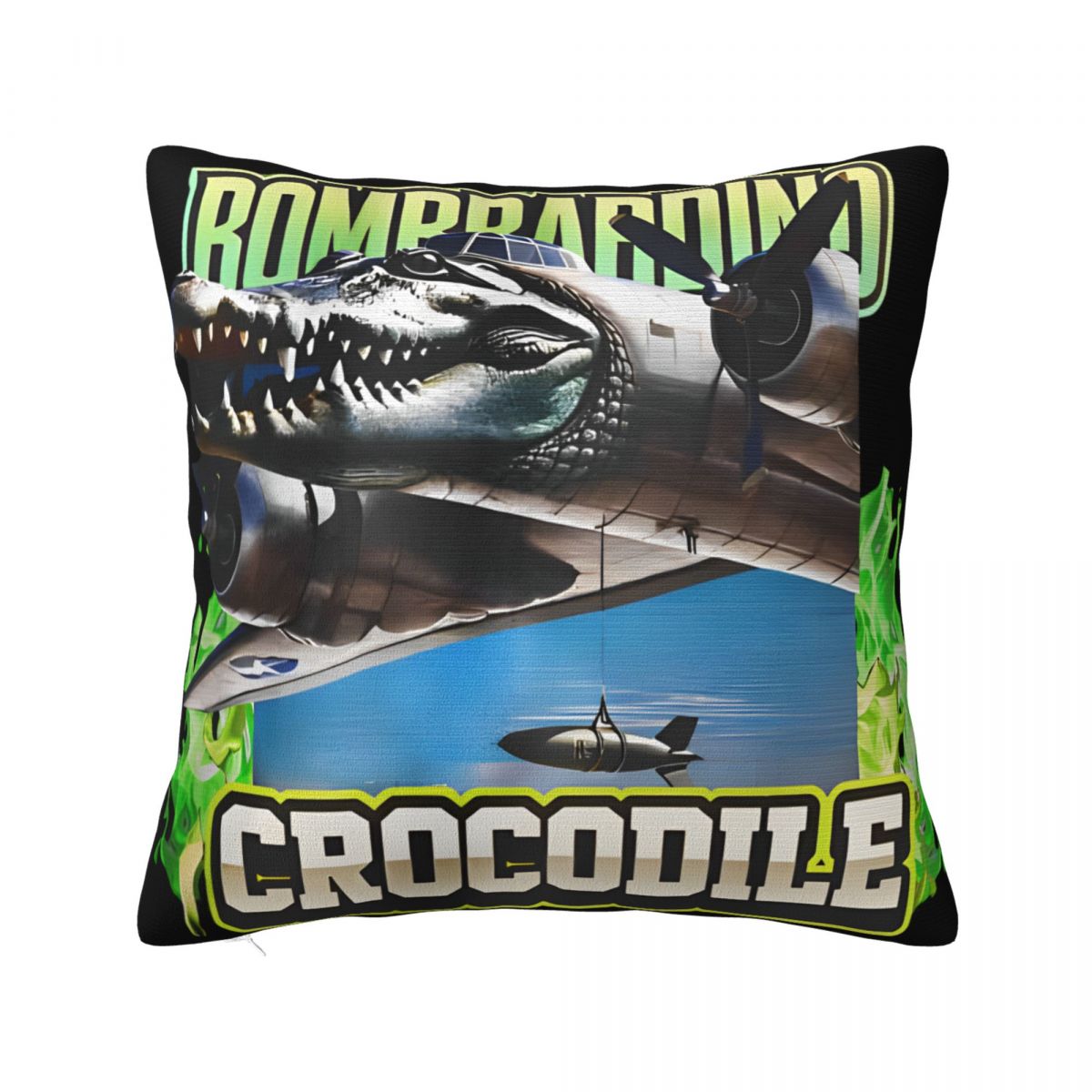Bombardiro Crocodilo Anime Pillowcase Polyester Cushion Cover Decor Italian Meme Brainrot Pillow Case Cover Home 30x30cm