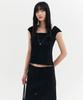 Lugkaeseuteu Marie Square Neck Cap Sleeve Slim T-Shirt / Marie Square Neck Cap Sleeve Slim T-Shirt_4Colors