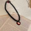Sweet cool wind~ retro niche design dark kitty cat cartoon cute beaded necklace collarbone chain sweater chain