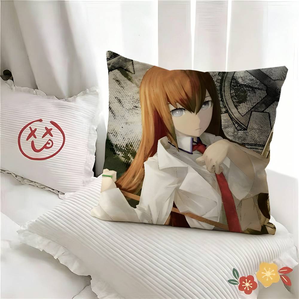 pc Anime Steins Gate Pillow Case Fashion Square Pillowcase Bedroom Sofa Room Ins Decoration Leisure