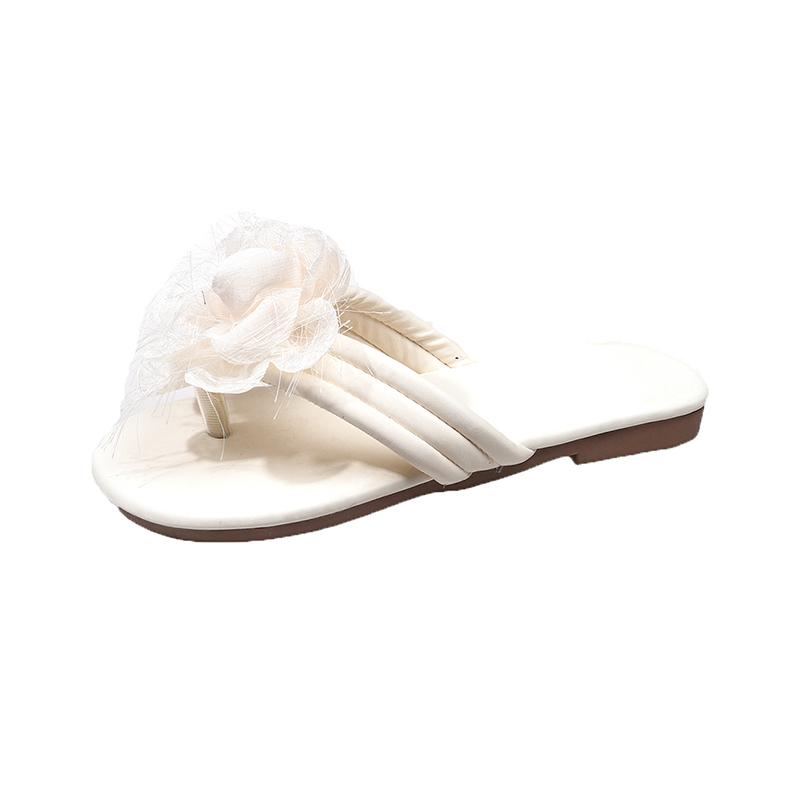 Pinch-toe Flower Beautiful Flip-flops for Women To Wear In Summer New Style with Skirt Soft-soled Flat-soled Cool Slippers