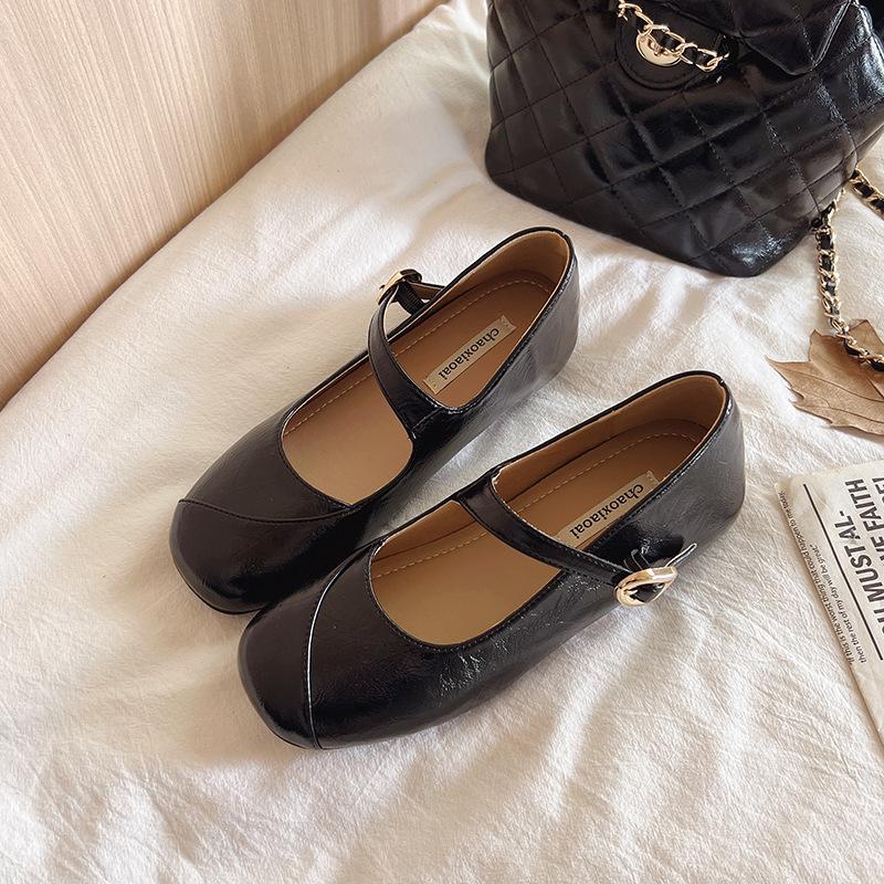 

French soft-soled square-headed Mary Jane shoes for women s 2025 spring and autumn new Xiaoxiangfeng commuting retro versatile flat-soled single shoes 40 чёрный