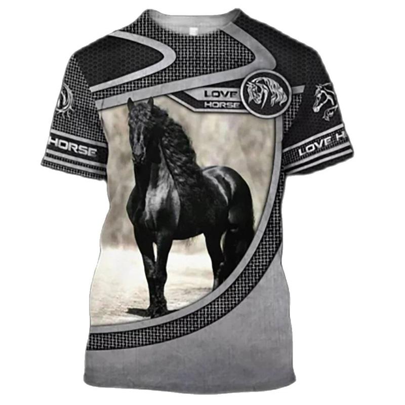 Fashion Love Horse Animal Pattern Tshirt For Men 3D Print Men's Harajuku O-Neck Short Sleeve Oversized Tee Shirts Tops