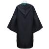 [Sutekus] Harry Potter Robe + Glasses + Tie + Magic Wand 4-Piece Full Costume Set, Unisex, School Style (Slytherin (Green), L (170~175cm))