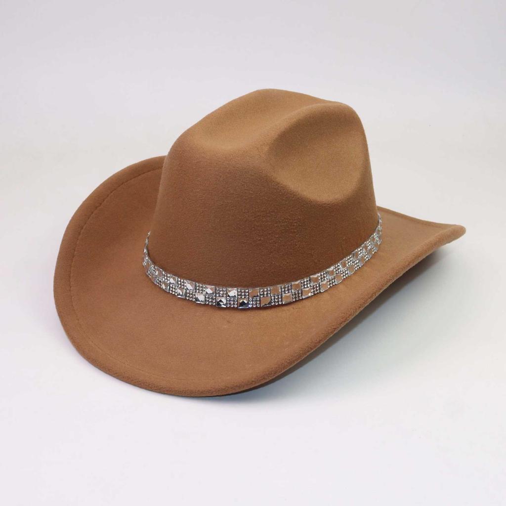 European, American British style jazz hat men's and women's high-end flash rhinestone accessory hat western cowboy hat