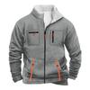 Men's Solid Color Zipper Pocket Zipper Sweatshirt Jacket Men's Sports Large Size Casual Sweatshirt Jacket