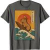 Capybara Surfing Japanese Ukiyo Style Graphic Cotton T-Shirt Casual Unisex's Tee