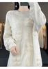 2025 Autumn/Winter Women's Loose Crochet Sweater, 100% Australian Wool, Low Round Neck, Trendy Korean Lazy Style