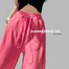 Spring 2024 High-Waist Pink Joggers: European & American Style Loose Slimming Sweatpants for Women