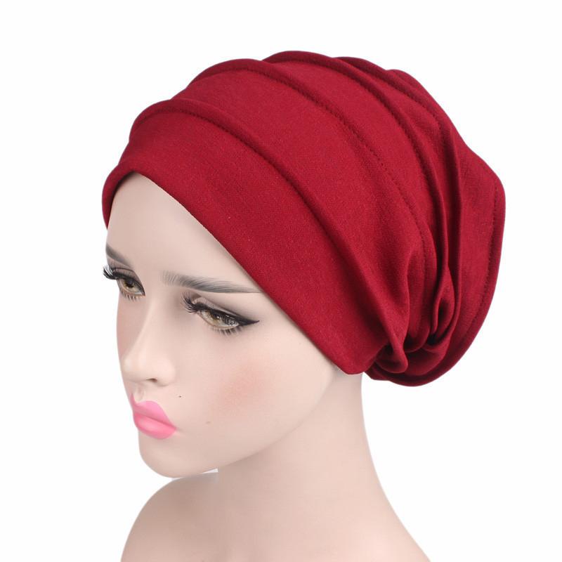New Elastic Fashion Turban Hat Solid Color Women Warm Winter Headscarf Bonnet Inner Hijabs Cap Muslim Hijab Femme Wrap Head