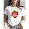 Women'S Strawberry Print T-Shirt - Feeling Berry Good Strawberry Short Sleeve Crew Neck Top with Cute Strawberry,