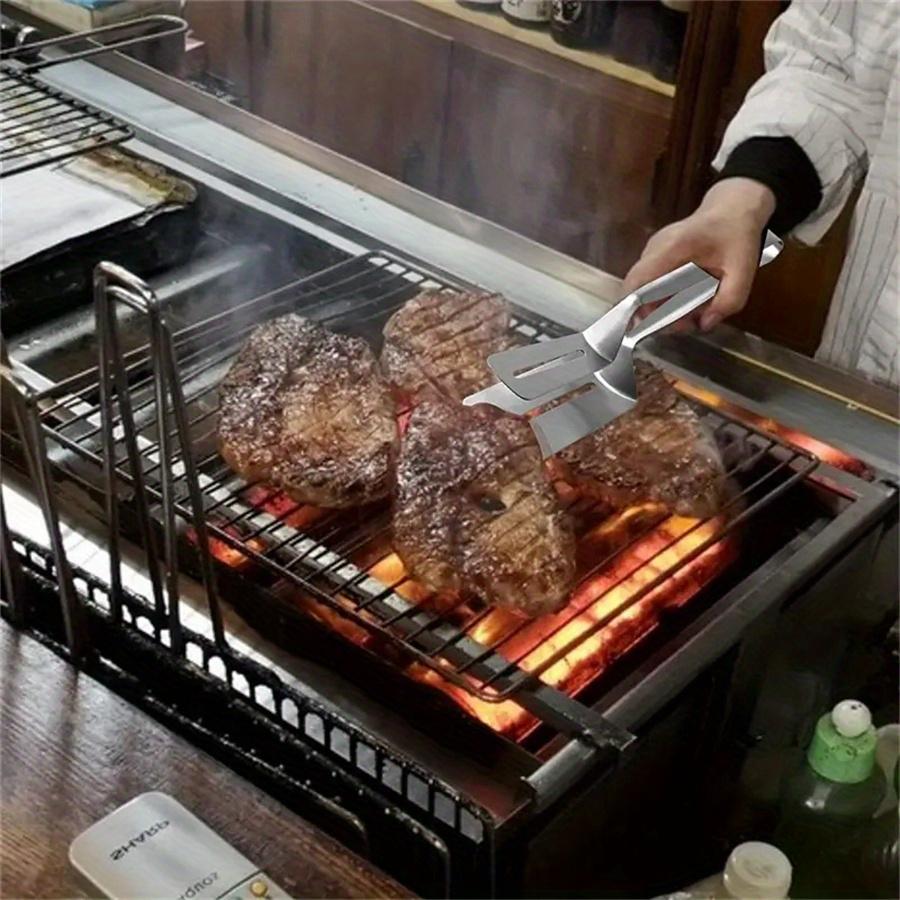 1/3 Stück Edelstahl Spatel mit Klemme Picknick BBQ Clip Zange Multifunktionales Kochwerkzeug zum Braten von Fisch Steak Küchenutensil