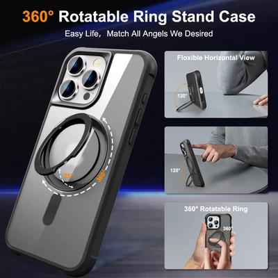 For iPhone 16 15 14 13 12 11 Pro Max Case with 360° Rotatable Magnetic Ring[Compatible with Mag-safe][Invisible Kickstand] Cover