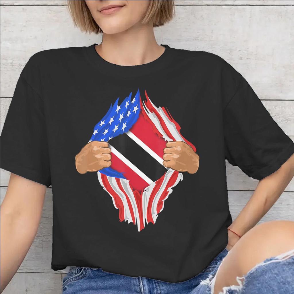 Trinidad and Tobago Flag Football Printed T Shirt Unisex Unisex Cotton Tee Shirt Clothes