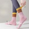 Yoga Casual Socks for Summer, Thin Mesh, Anti-slip, Women's Pilates, Mid-calf, Color-blocked, Rolled-up, Fitness