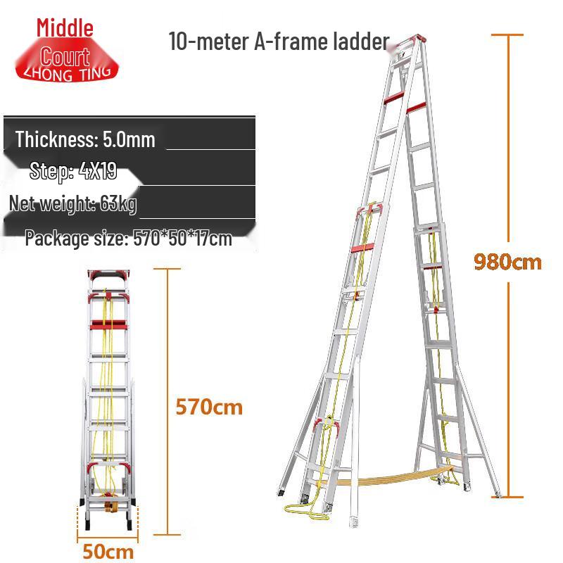Zhongting Telescopic Folding Aluminum Alloy A-Frame Ladder