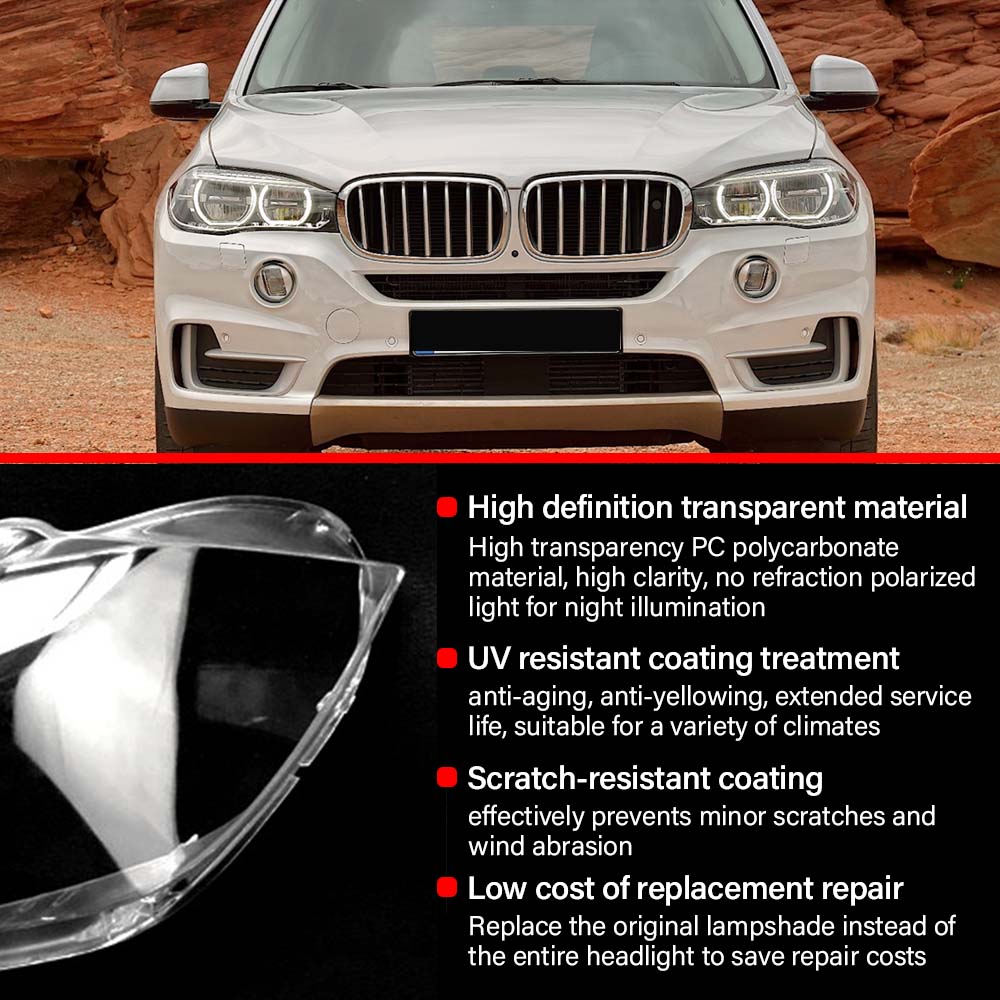 Headlight Glass For BMW X5/X6 F15/F16 2014 2015 2016 2017 2018 Headlamp Shell Transparent Lens Cover Replacement Car Accessories