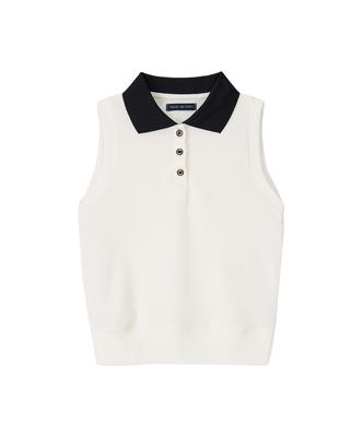 SALON DE YOHN Collar Sleeveless Top_ White