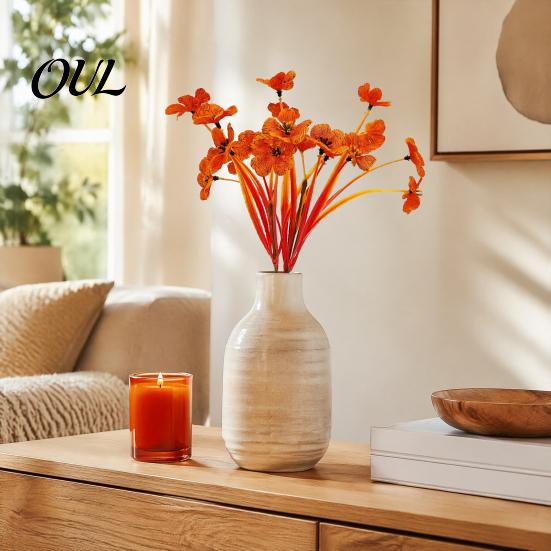 Vibrant Artificial Flower Centerpiece Autumn Flowers Bouquet, Realistic Plastic Floral Arrangement with Layered Decorative Silk Plants for Indoor