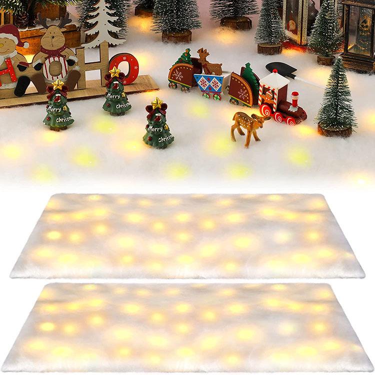 Warm White Christmas Snowflake Blanket with Lights - 1.2x0.33m Artificial Snow for Village Display белый