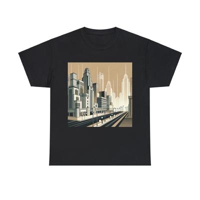 T-shirt Adulte Unisexe Art Déco Géométrique Paysage Urbain Impression Minimaliste T-shirt Graphique