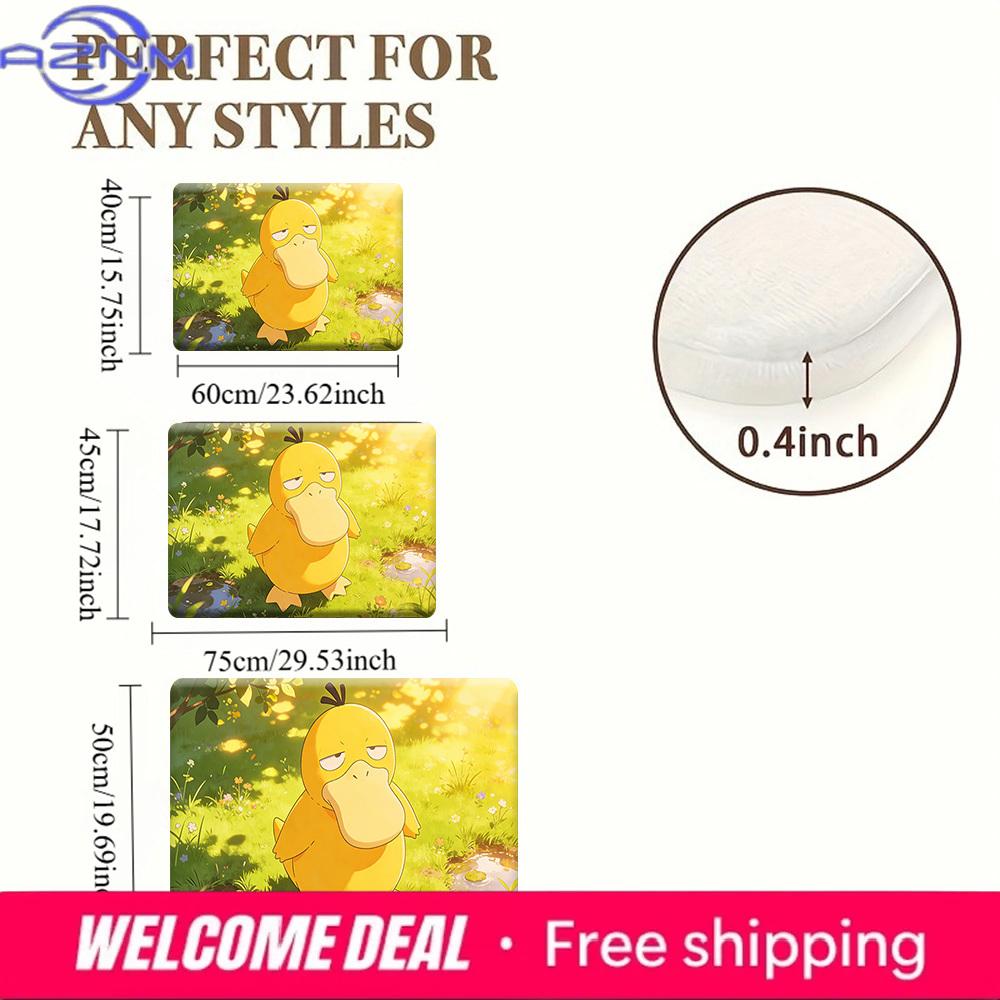 Psyduck Cartoon Print Non-slip Doormat, Soft Absorbent Floor Rug for Home Decor