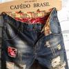 Men's Casual And Loose Broken Hole Stitching Drape Characteristic Foot Denim Shorts