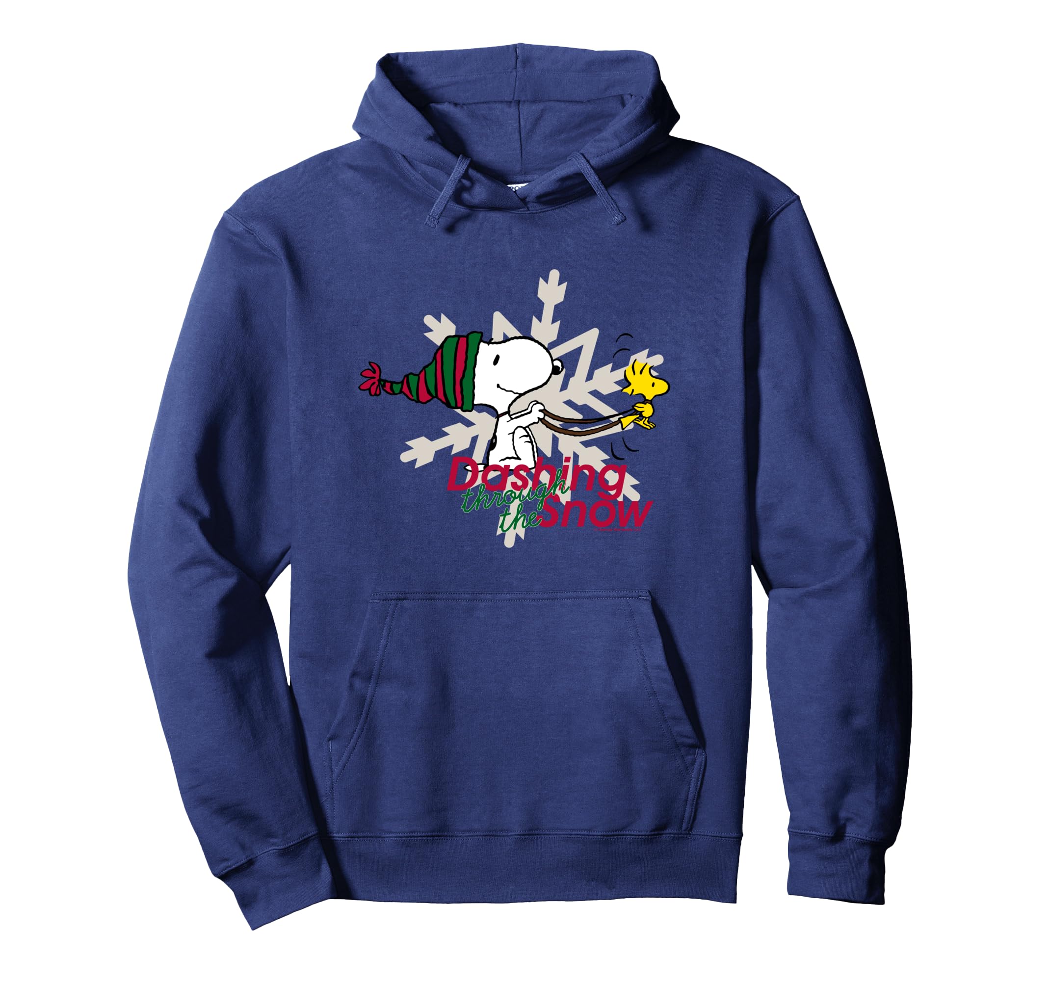 

Peanuts Christmas Snoopy Woodstock Parka бежит по снегу синий
